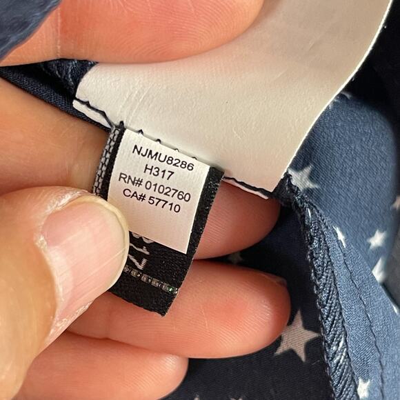 Kate Spade Peplum Top Womens Small Blue Broome Street Star Print Short Sleeve * - Picture 6 of 9